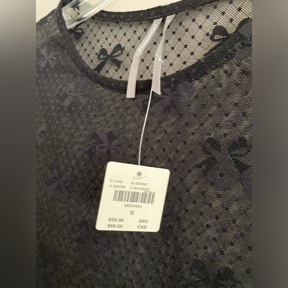 By Anthropologie Long-Sleeve Novelty Lace Top new nwt black color size M - Picture 6 of 8